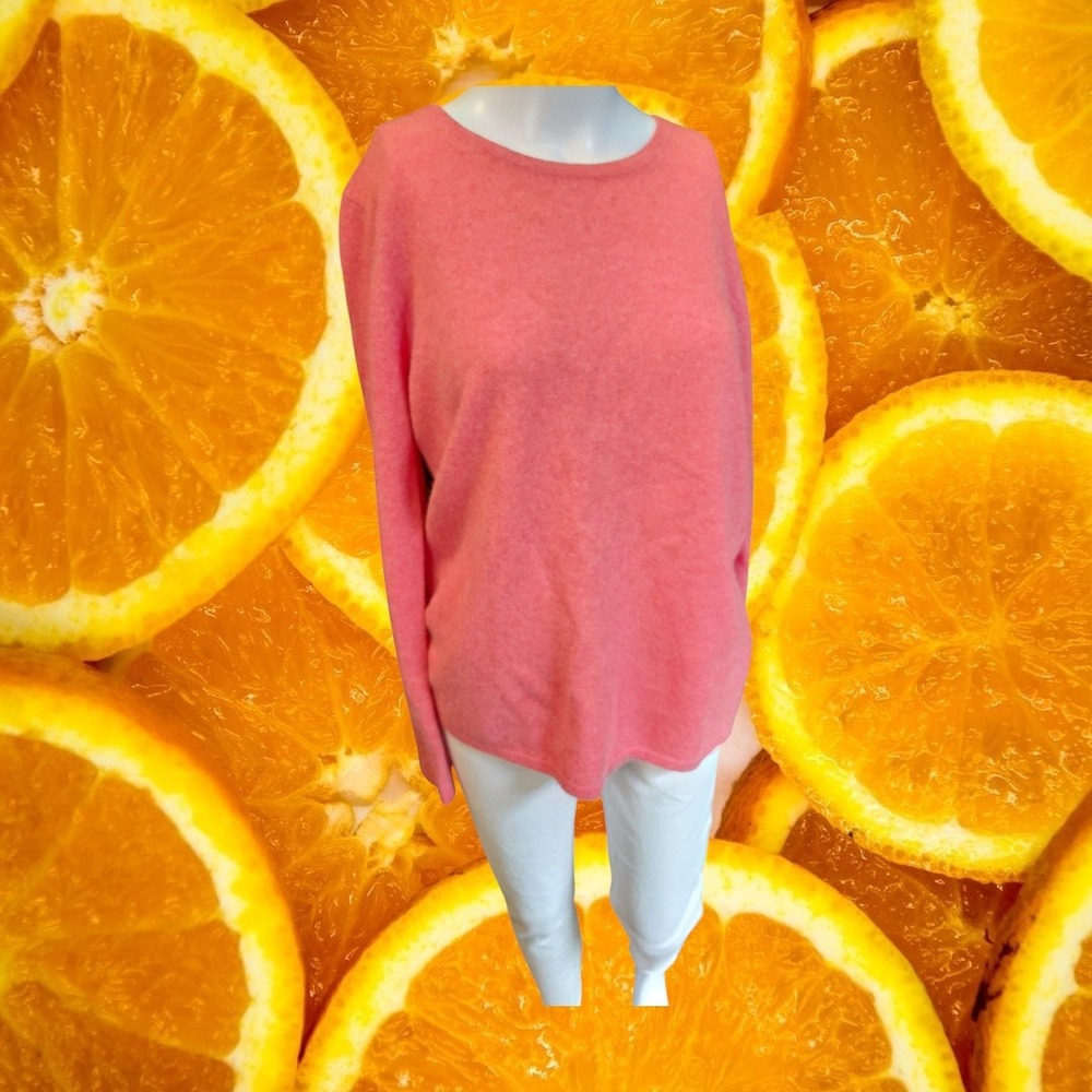 Preswick & Moore Womens Coral Pink 100% Cashmere Crew Neck Sweater NWT Large